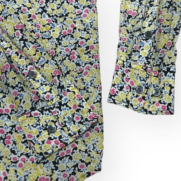 EQUIPMENT 100% Silk Hi-Low Floral Popover Blouse Split Neck Ava Relaxed Pink S - Picture 8 of 11